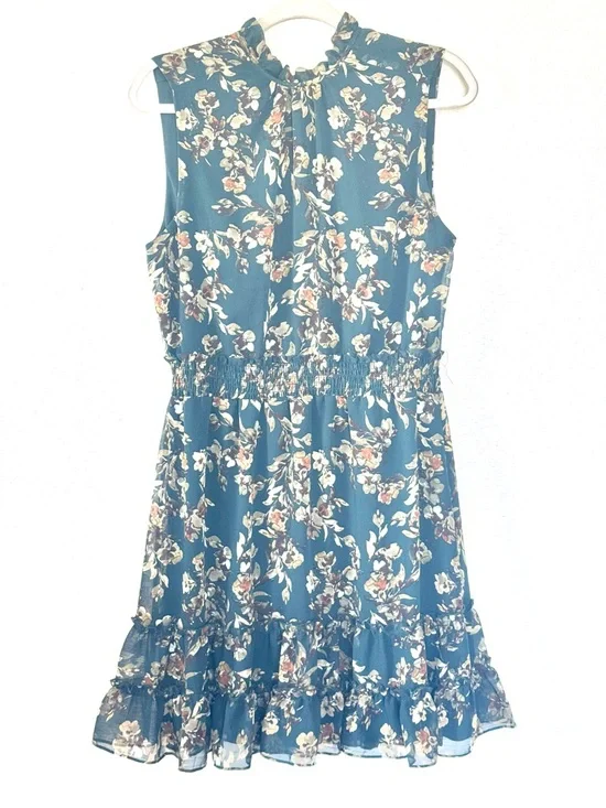 DREW Fern Floral Green Smocked Waist Sleeveless Mini Dress Ruffled M NEW $295 - Picture 2 of 5